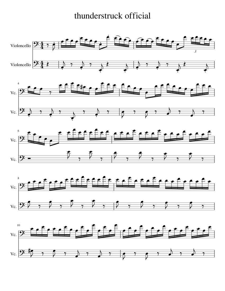 spor Strengt hensynsfuld thunderstruck (2 cellos) Sheet music for Cello (String Duet) | Musescore.com