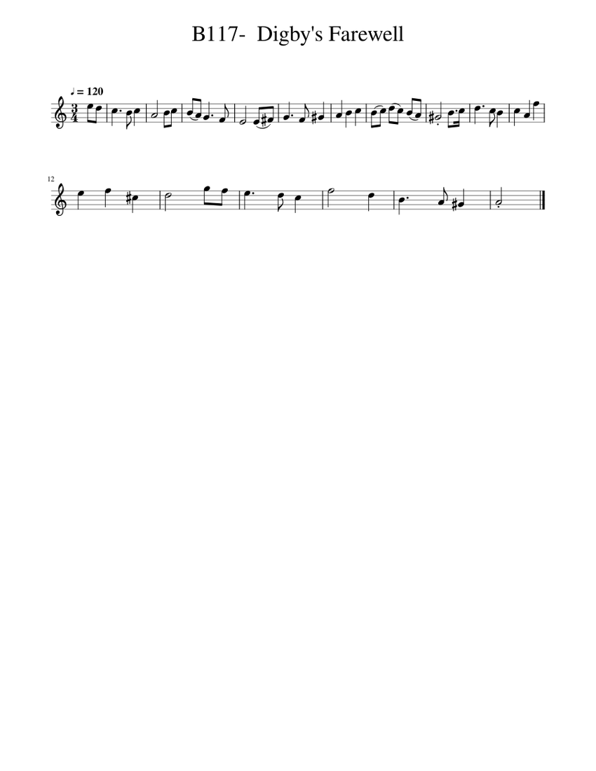B117- Digby's Farewell Sheet music for Piano (Solo) Easy | Musescore.com