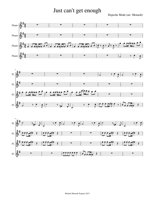 Just can't get enough by Depeche Mode for flute quartet