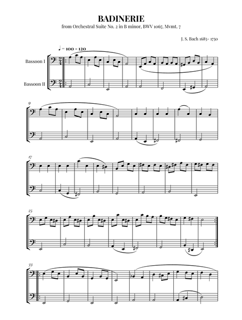Badinerie (BWV 1067) – Easy Bassoon Duet (Arr. Leonardo Mioto Rebouças) - Johann Sebastian Bach (Instrumental Duet)