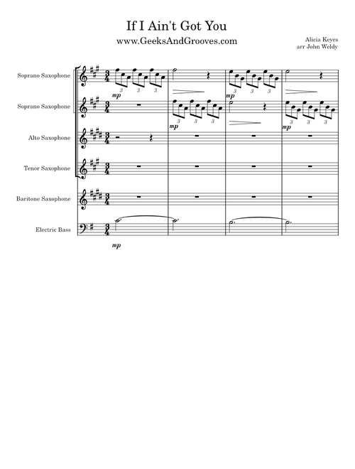 If I Ain't Got You – Alicia Keys for Sax Quartet + Bass