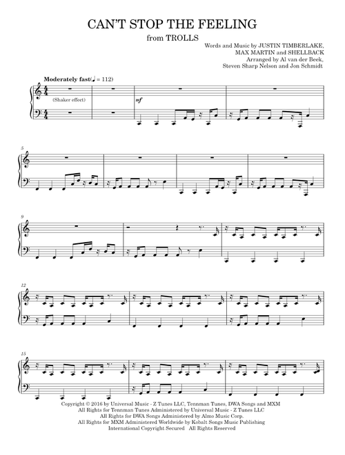 Can't Stop The Feeling - Justin Timberlake, The Piano Guys (Piano Solo)