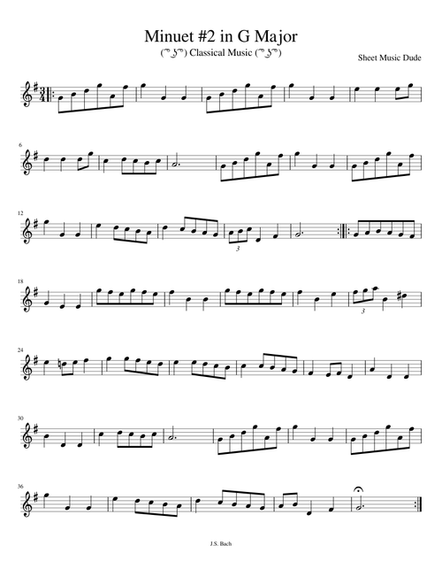 J.S. Bach - Minuet #2 in G Major - Violin Solo
