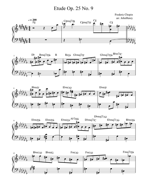 Etude Op. 25 No. 9 — Chopin | Easy Piano Solo (Arr. JohnHenry) (Easy Piano)