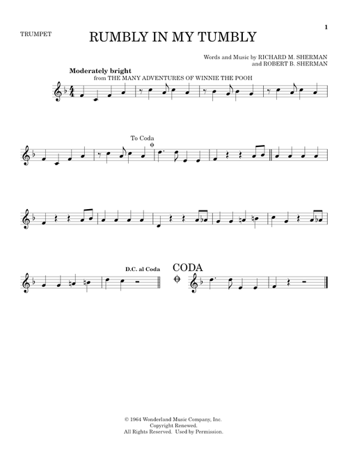 Rumbly In My Tumbly (from The Many Adventures Of Winnie The Pooh) - Robert B Sherman, Richard M Sherman (Trumpet Solo)