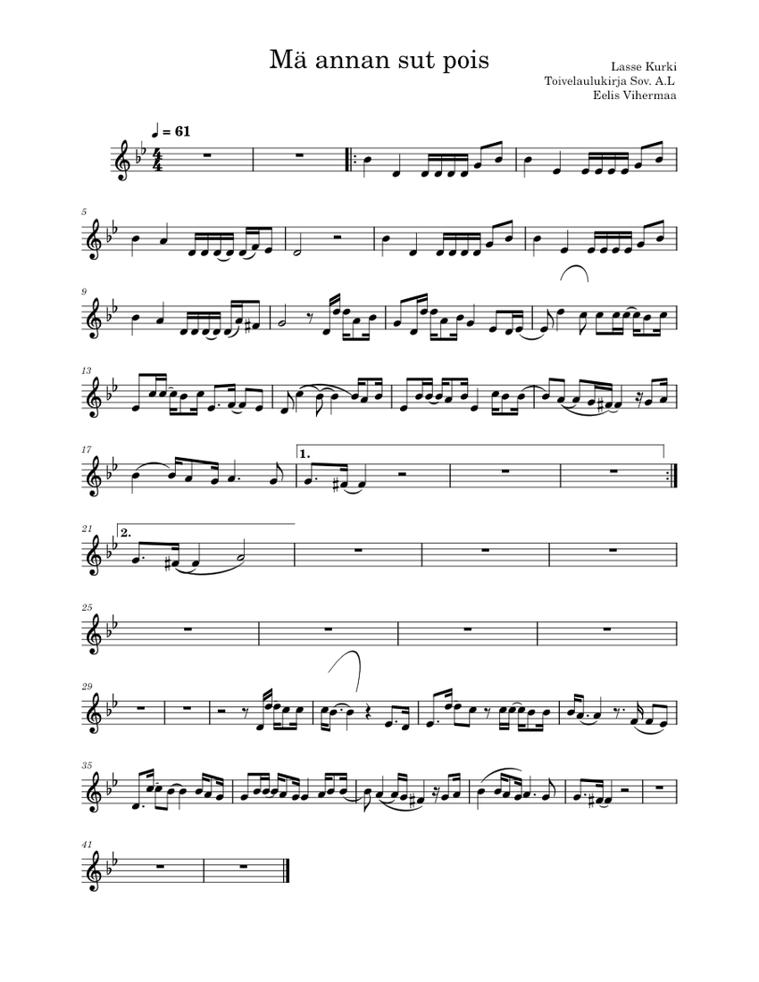 Ma Annan Sut Pois Laura N rhi Mauno Mato Sheet Music For French Horn ma-annan-sut-pois-laura-n-rhi-mauno-mato-sheet-music-for-french-horn