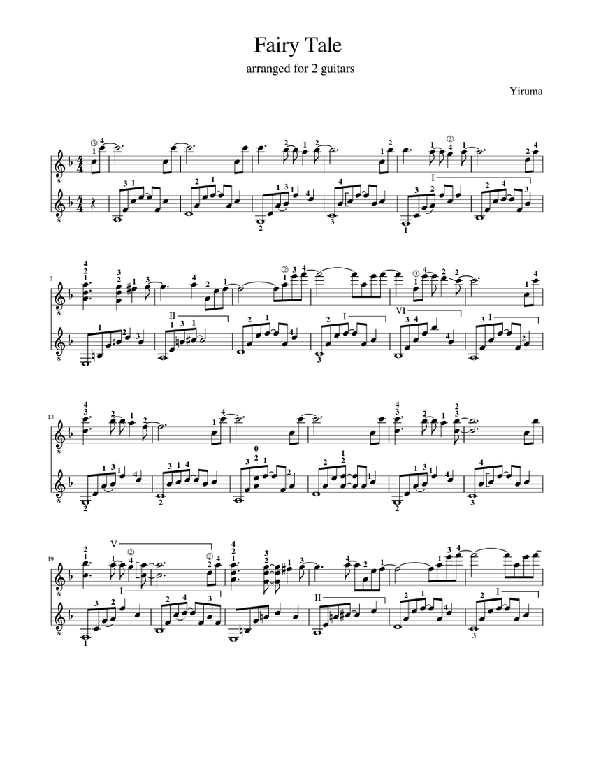 Fairy Tale Yiruma Sheet music for Guitar (Mixed Duet) | Musescore.com