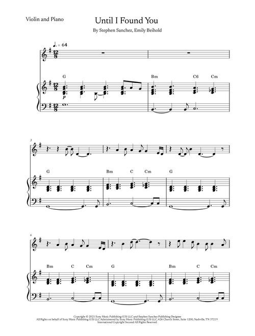 Until I Found You (Arr. Marcony Carvalho) - Stephen Sanchez (Violin and Piano)