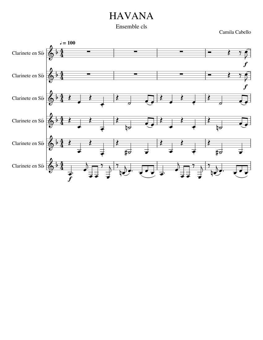 HAVANA 6 cls Sheet music for Clarinet in b-flat (Woodwind Ensemble ...