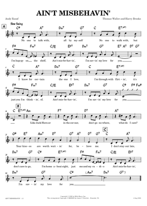 Play Official version of Ain't Misbehavin' Sheet Music by Thomas