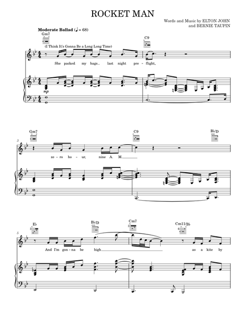 Rocket Man [Live] - Elton John (Piano-Vocal-Guitar)