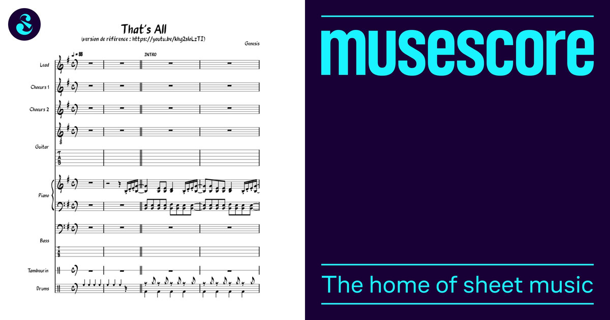 That's All — Genesis Sheet Music and Tab with Chords for Piano