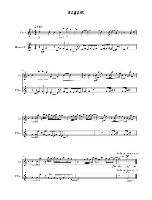 August – Taylor Swift (Flute and French Horn Duet)