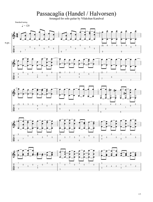 Passacaglia - Handel / Halvorsen (Arr. Vilakshan Kandwal) - Handel Halvorsen (Guitar Tab)