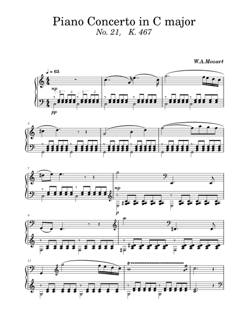 Piano Concerto No. 21 in C major, K. 467 – Wolfgang Amadeus Mozart