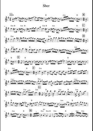Sher Sheet Music with Chords for Piano (Solo) easy | MuseScore.com