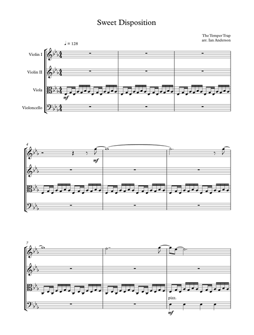 Sweet Disposition (Arr. Ian Anderson) - The Temper Trap (String Quartet)