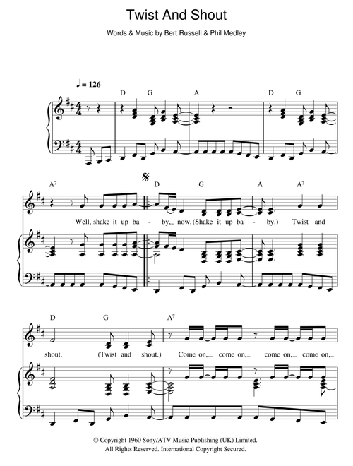 Twist And Shout - The Isley Brothers (Piano-Vocal-Guitar (Piano Accompaniment))