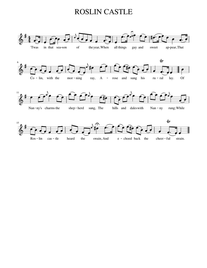 Castle Rising Song Notes ROSLIN CASTLE Sheet music for Piano (Solo) Easy | Musescore.com