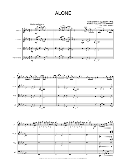 Alone (Arr. James Widden) - Thomas Hull, Jessie Ware, Sarah Aarons (String Quartet)
