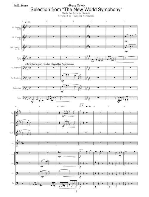 <Brass Octet> Selection from "The New World Symphony" (Arr. Tsuyoshi Yoroiguma) - Antonín Dvořák (Brass Ensemble)