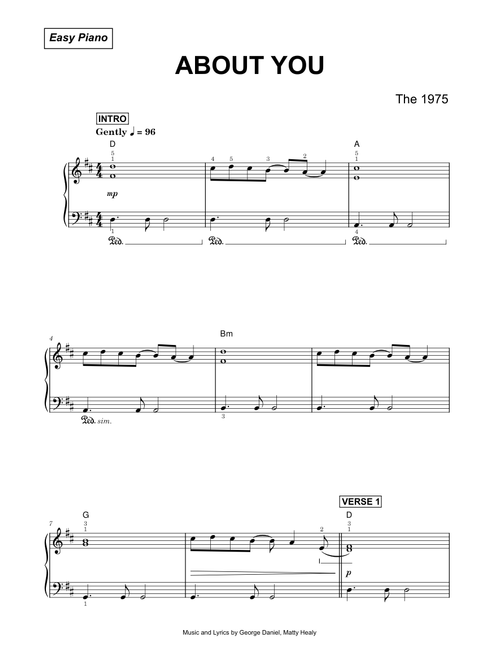 About you - The 1975 (Easy Piano)
