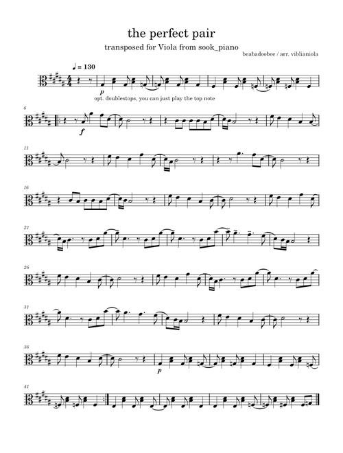 The perfect pair – beabadoobee (viola sheet music)