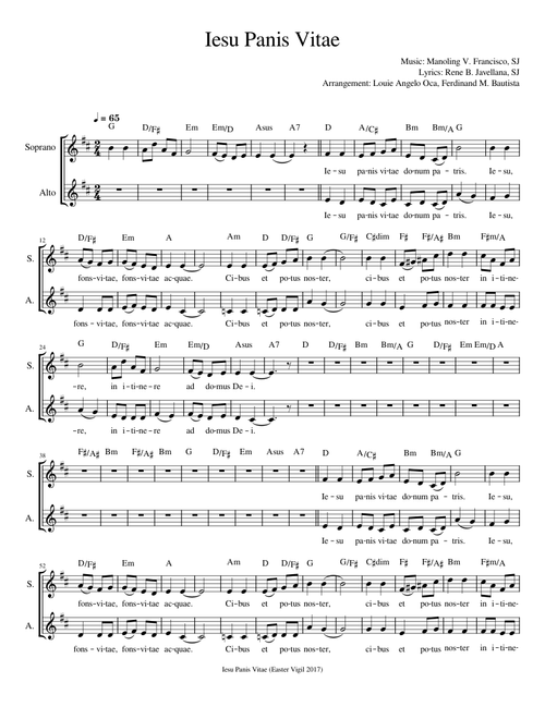 Iesu Panis Vitae - Soprano & Alto
