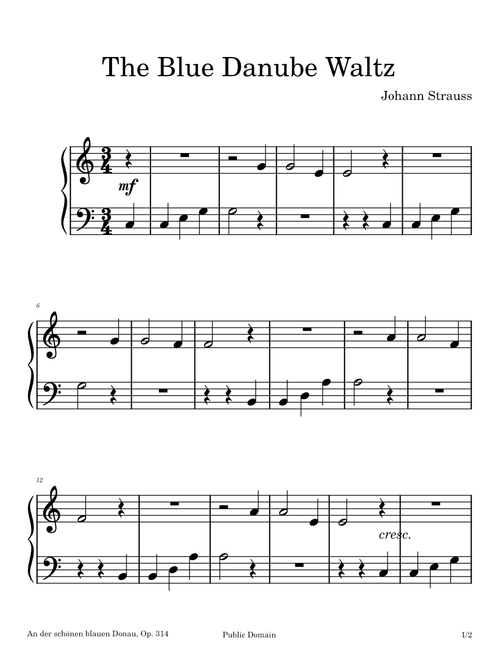 The Blue Danube - very easy sheet music
