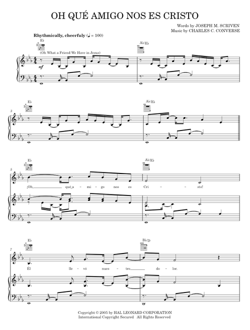 Oh Qué Amigo Nos Es Cristo (Oh What A Friend We Have In Jesus) - Joseph M. Scriven, Mahalia Jackson (Piano-Vocal-Guitar)