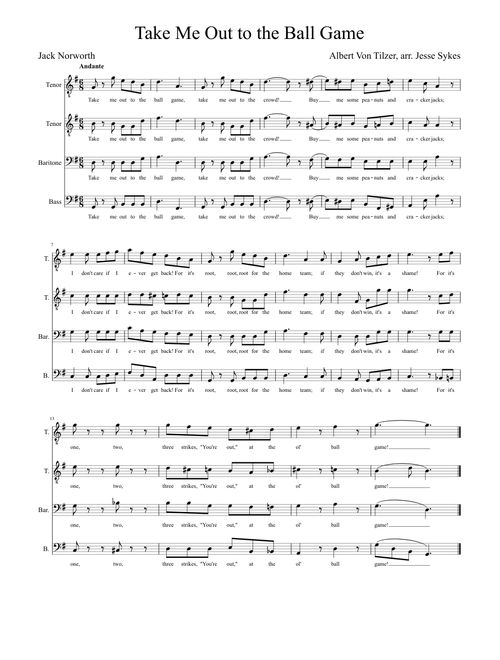 Take Me Out to the Ball Game - Male A Cappella