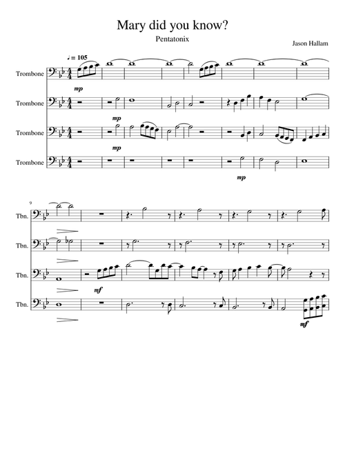 Mary did you know Trombone Quartet