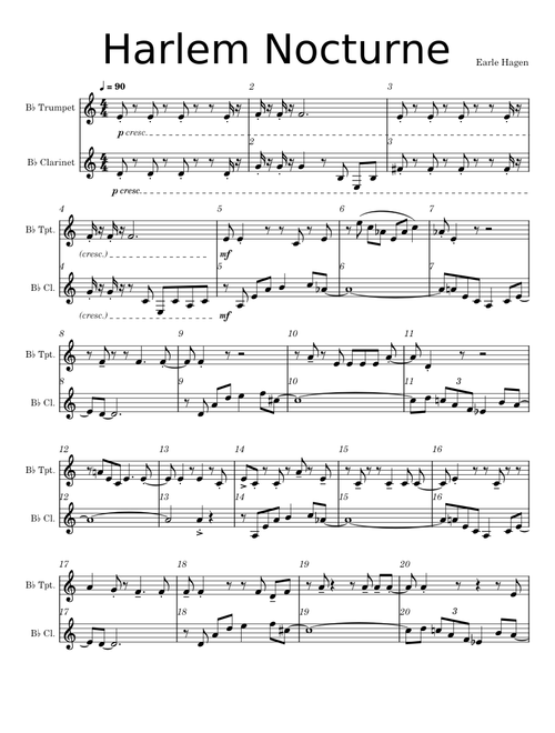 Harlem Nocturne Trumpet-clar. duet
