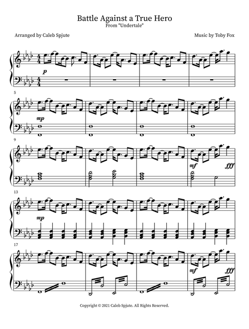 Battle Against a True Hero (Arr. Caleb Spjute) - Toby Fox (Piano Solo)