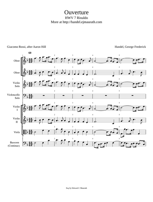 HWV7A0 - Ouverture for the opera "Rinaldo," HWV 7