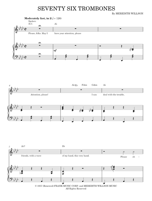 Seventy Six Trombones - Meredith Willson, The Beatles (Piano Vocal)