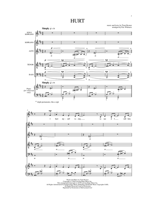 Hurt (arr. Eric Whitacre) - Trent Reznor (Choral, SATB)