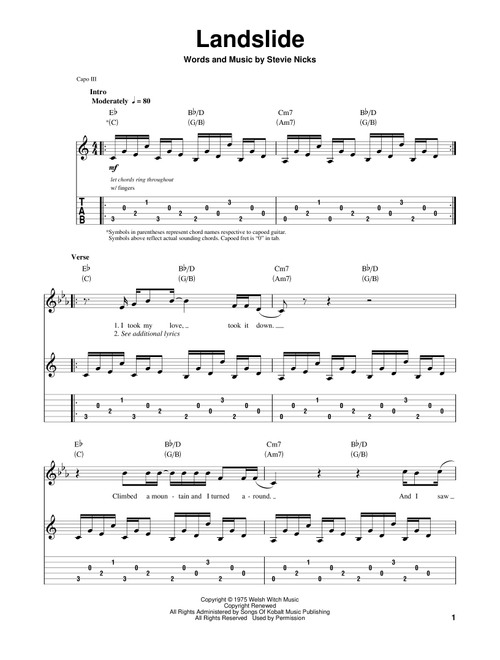 Landslide - Fleetwood Mac, Stevie Nicks (Guitar Tab Play-Along)