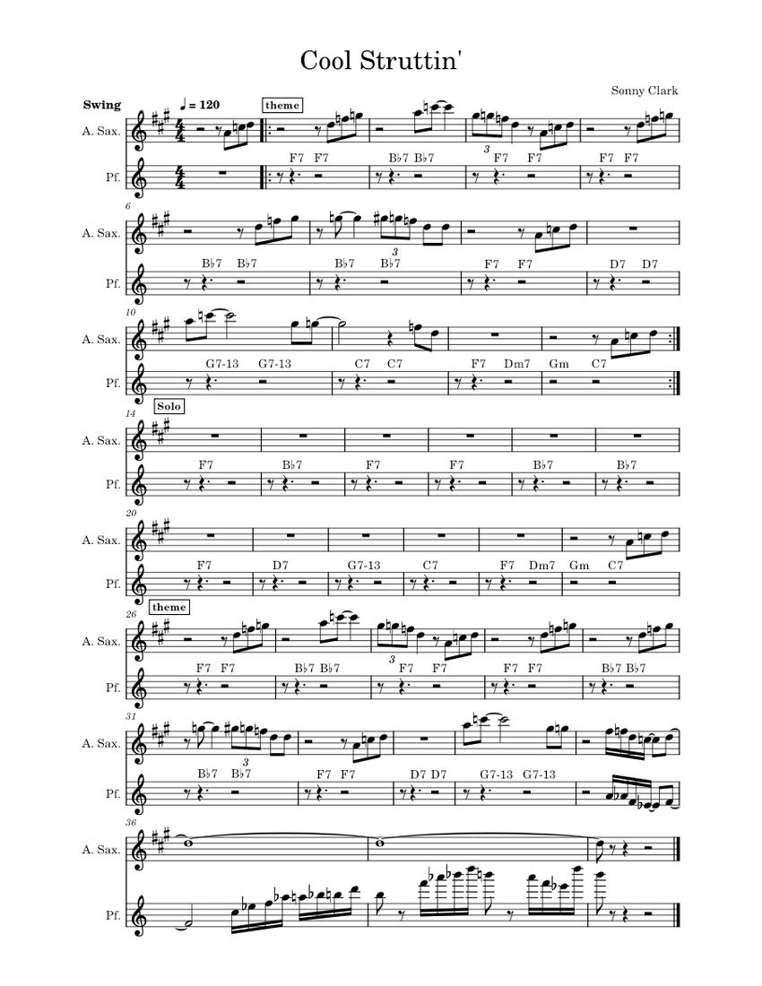 Cool Struttin' – Sonny Clark Sheet Music with Chords for