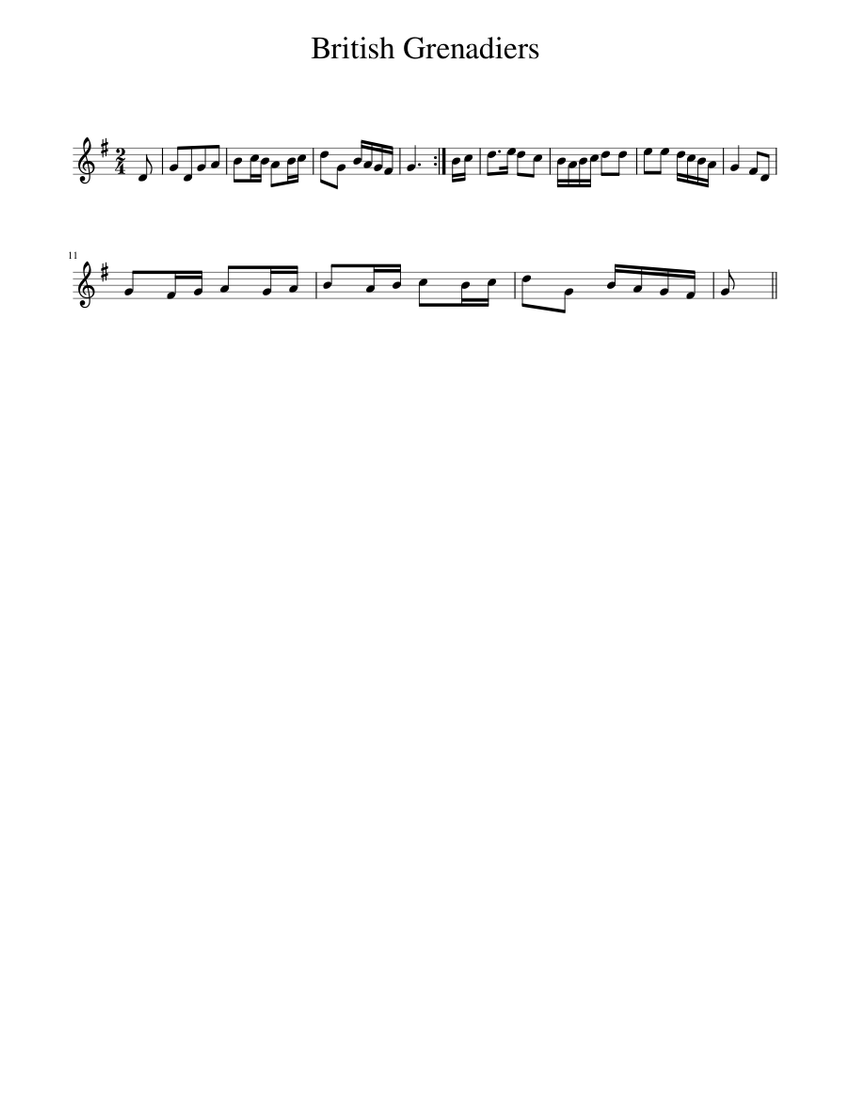 British Grenadiers Sheet music for Piano (Solo)