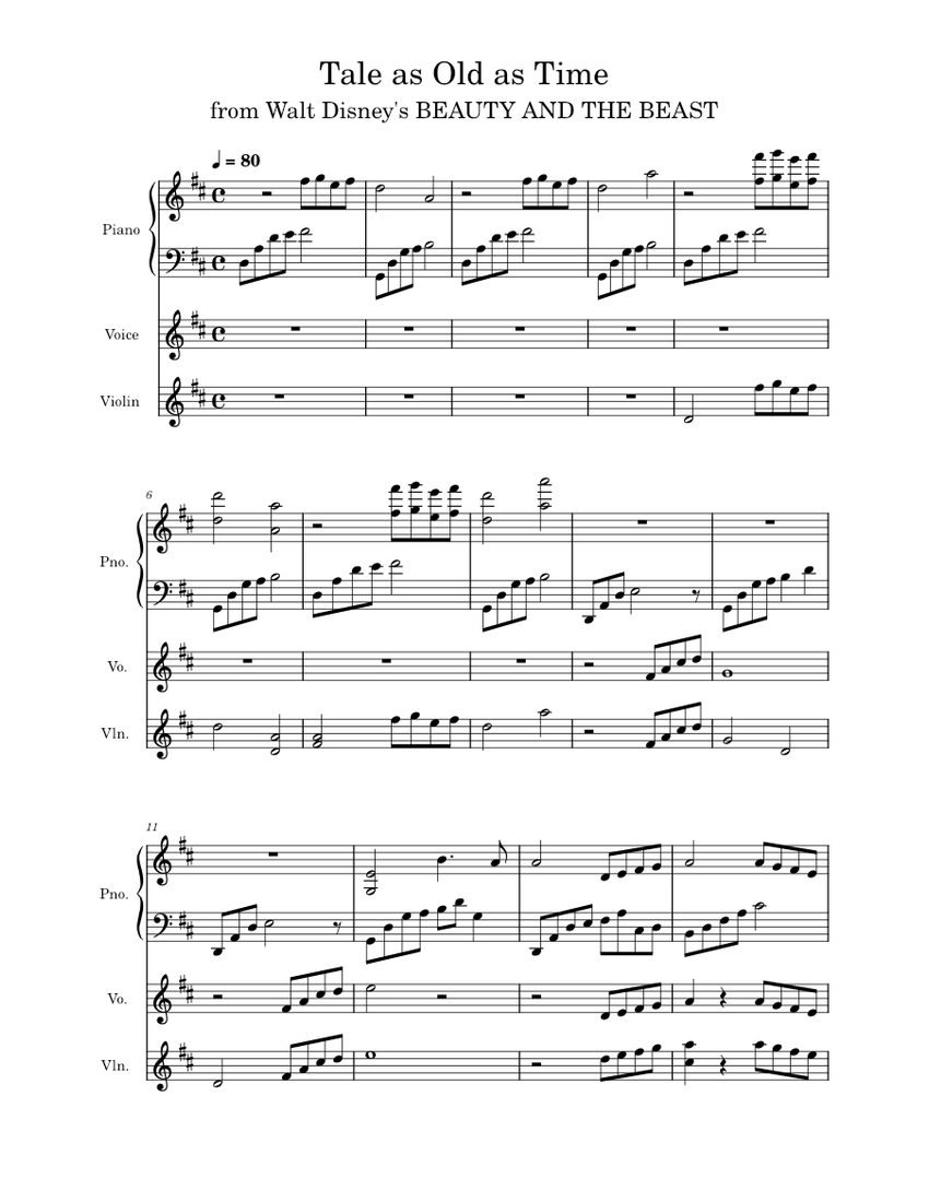 Beauty and the Beast Alan Menken (Tale as Old as Time) Sheet music