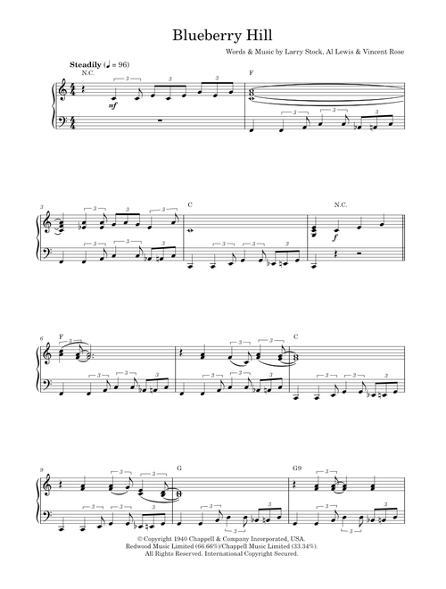 Blueberry Hill - Fats Domino (Piano Solo)