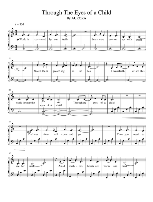 AURORA sheet music by Earthboundfae | Play, print, and