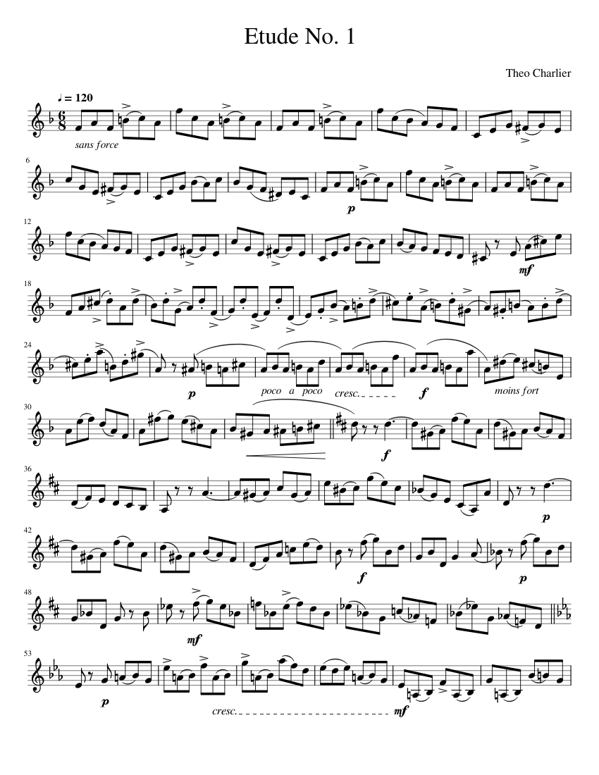 Etude No. 1 Sheet Music for Trumpet in b-flat (Solo) | MuseScore.com