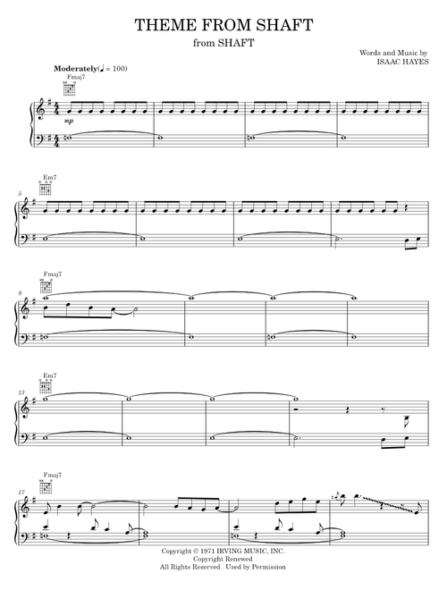 Theme from shaft - Isaac Hayes (Piano-Vocal-Guitar)