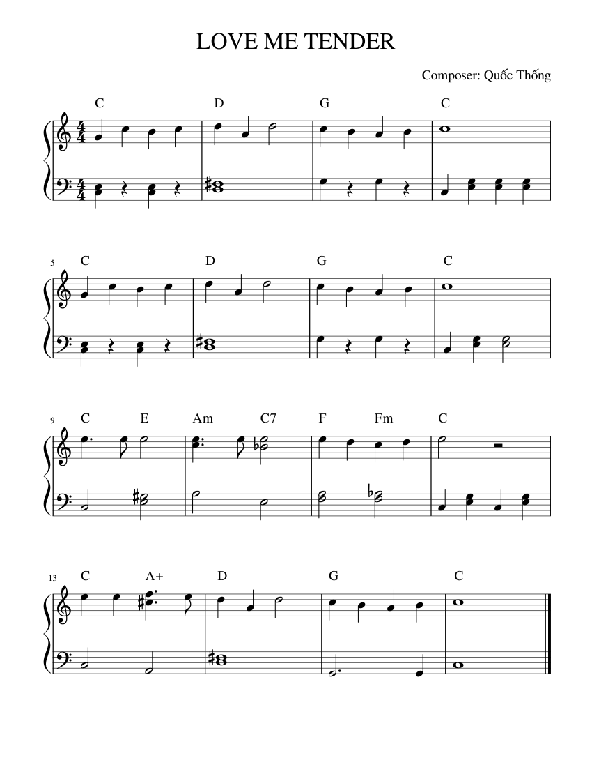 Love me tender - Elvis Presley Sheet music for Piano (Solo) Easy 
