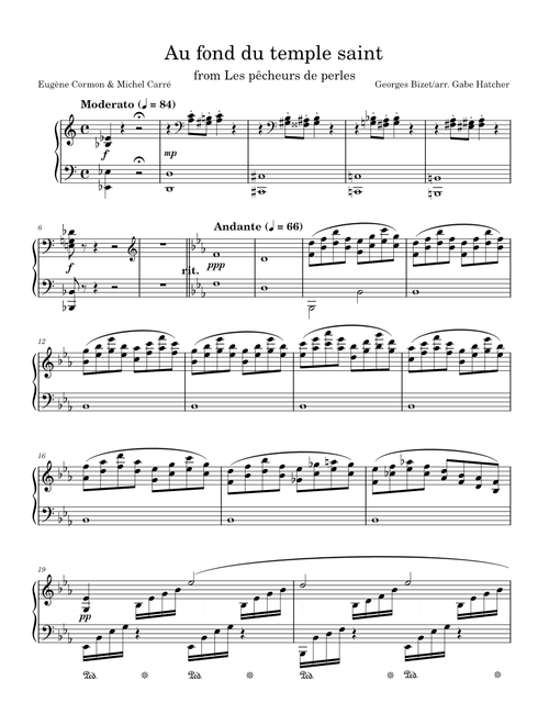 Au fond du temple saint (Piano Part) - Georges Bizet