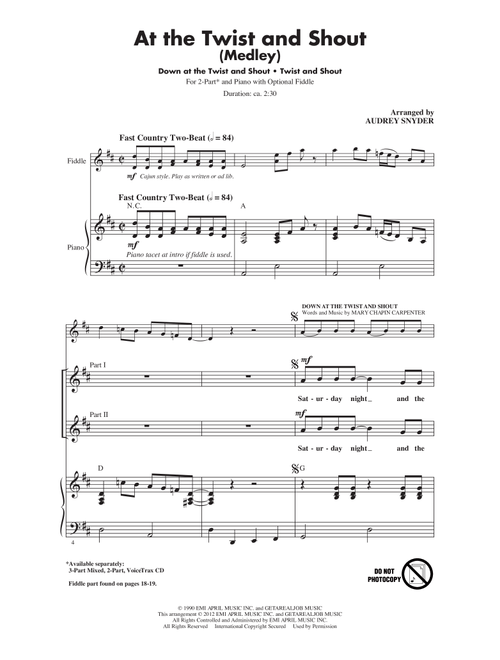 At The Twist And Shout (Arr. Audrey Snyder) - Mary Chapin Carpenter, Beatles (Choral, 2-Part)