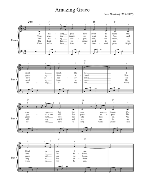 Amazing Grace (easy piano)