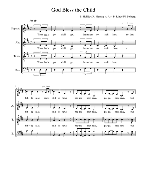 God Bless the Child, SATB
